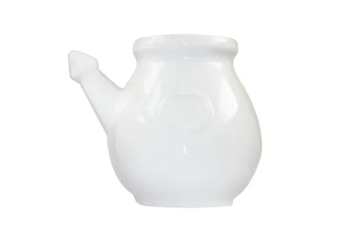 Porcelain pot lota-neti for nasal rinsing. branded with logo "N". capacity - around., 400 ml, 400 ml