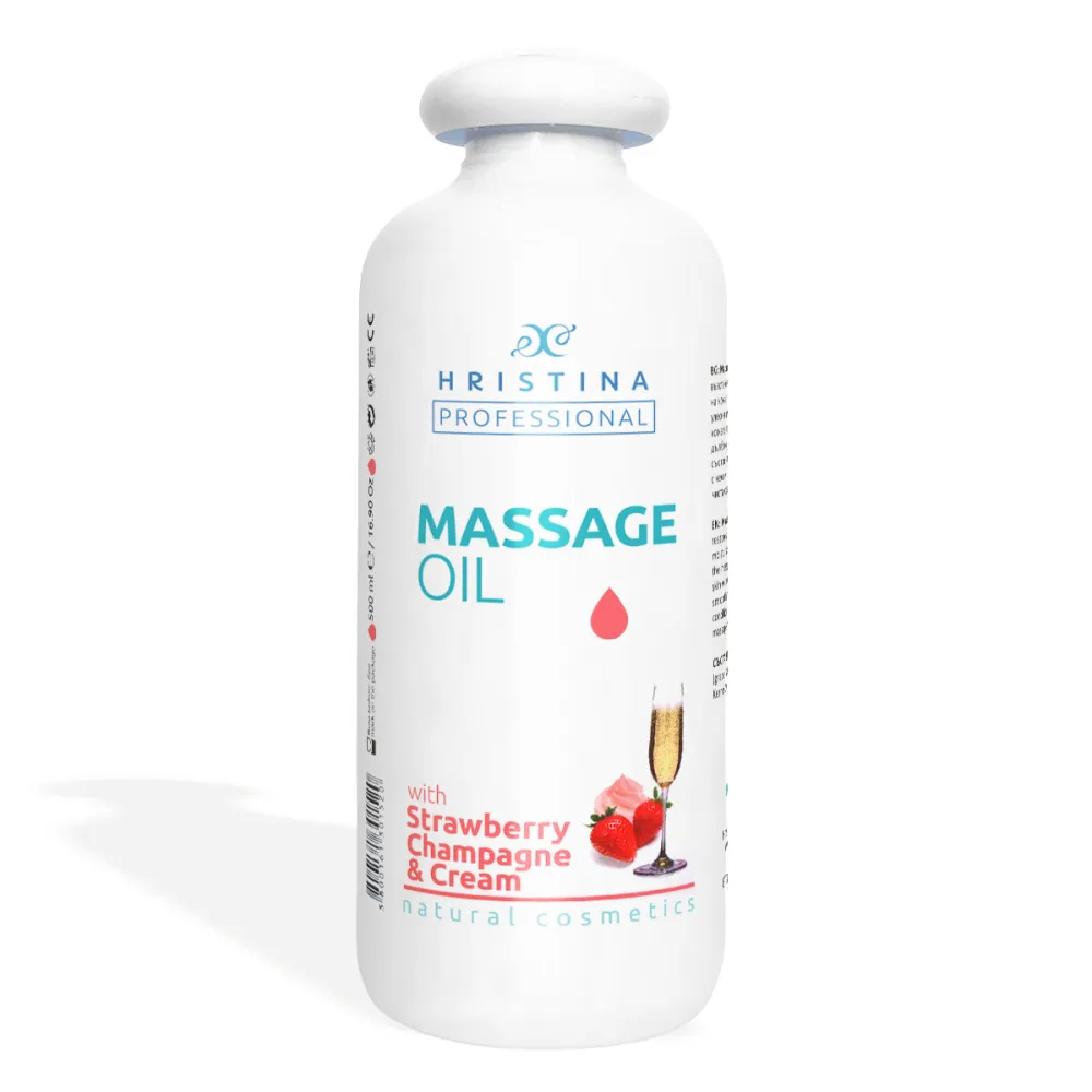 Strawberry massage oil, champagne and cream, 500 ml