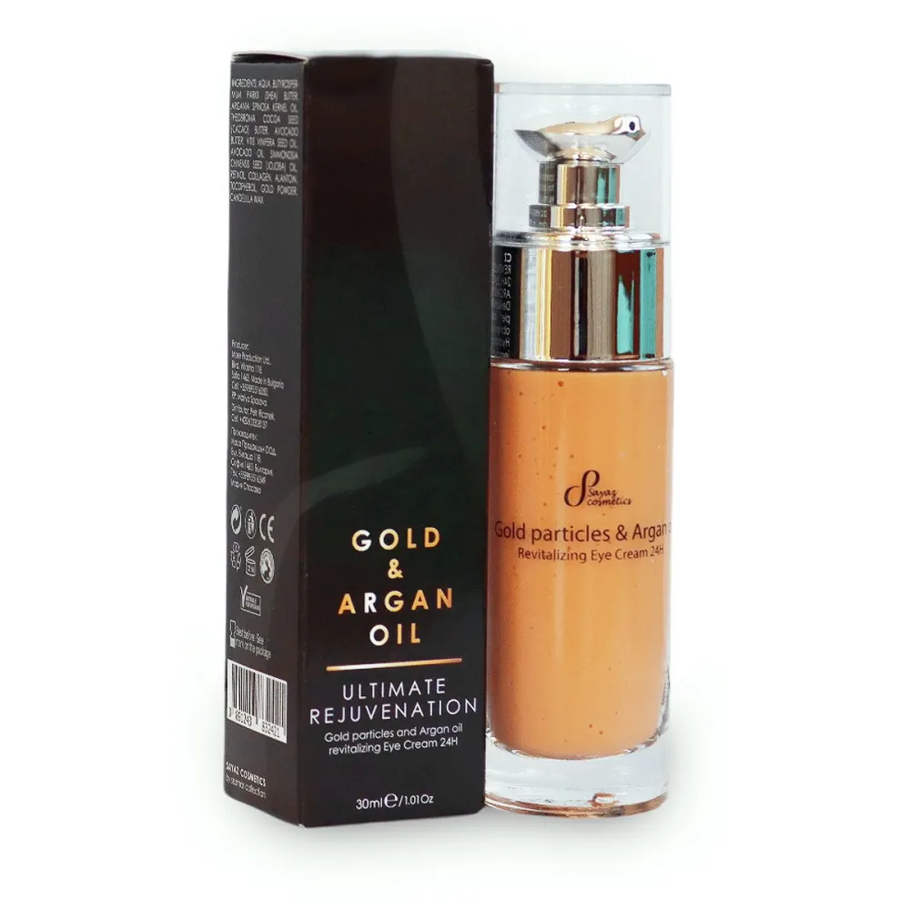 Revitalising eye cream with gold particles and argan oil, 24 hour formula, 30 ml